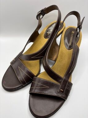 Naturalizer Dark Brown Leather Slingback Sandals